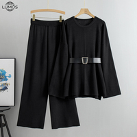 Ensemble 2 pièces tricoté Lumos pour femme, pull et pantalon, collection automne-hiver, vente en gros