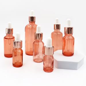 ชุดขวดแก้วสีชมพูสำหรับผลิตภัณฑ์บำรุงผิว ขนาด 1 ออนซ์ 2 ออนซ์ 3 ออนซ์ ดีไซน์ออร์แกนิค พร้อมส่ง ขวดแก้วสำหรับเซรั่มเครื่องสำอาง - Product Image 4