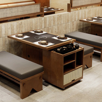 Table de restaurant coréenne moderne avec barbecue électrique sans fumée pour shabu-shabu, ensemble table et chaises commerciales pour la restauration