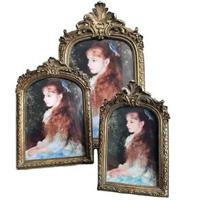 Resin photo frame 4*6 5*7 6*8 a4in vintage frame with baroque style vintage gold carve patterns European style