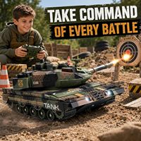 Dwi Dowellin 1/24 RC Tank -2.4G Tank télécommandé avec rotation à 360° ° Tourne-disque rotatif, démonstration automatique, son, fumée et lumière