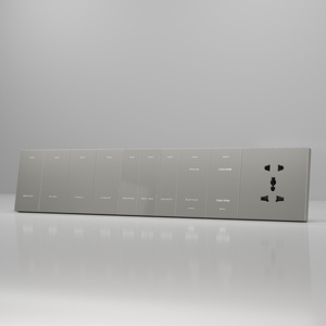 1 enchufe de pared del <span class=keywords><strong>mercado</strong></span> europeo para luz 2 bandas 1 vía 2 vías interruptor de pared Panel de aluminio cepillado - Product Image 5