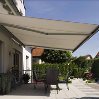 Auvent électrique à cassette intégrale motorisé rétractable pour extérieur, avec bras articulés pour terrasse