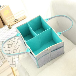 Mommy Nursery Felt <strong>Baby</strong> Diaper <strong>Caddy</strong> with Removable Partition Functional Tote Bag Organizer for Home Storage Custom Pattern Logo - Product Image 5