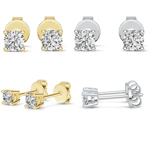 Starsgem 10k Gold stud earring melee size 3.3mm 4.3mm each stone lab grown diamond pretty jewelry earring stud - Product Image 1
