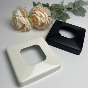 Anillo de Cubierta Cuadrado de Primera Calidad, Negro Mate, con Centro Liso y Abertura Blanca, para Abrazaderas de Vidrio, Acristalamiento de Solárium y Molduras Decorativas - Product Image 3