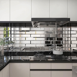 Mosaico in Vetro Argentato Smussato <span class=keywords><strong>3</strong></span> <span class=keywords><strong>X</strong></span> 6 Pollici per Rivestimento Cucina e Parete Bagno - Product Image 1
