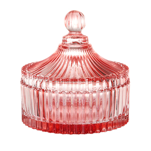 Luxury pink Printing <strong>Sweet</strong> <strong>Jar</strong> with Cover Lid Candy Box Botte in Vetro Con Rubinetto Glass Bright Sugar Bowl - Product Image 2