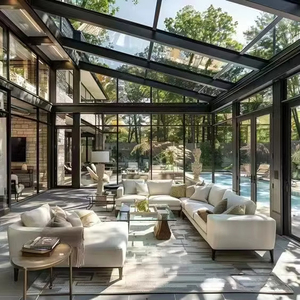 Marco de aleación de aluminio de envío rápido de fábrica vidrio templado marco blanco negro <span class=keywords><strong>Solarium</strong></span> comercial Sunroom de aluminio al aire libre - Product Image 2