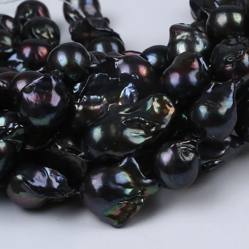 Large Pearls 16-17mm AAA Natural Black Real Loose Beads Freshwater Large Huge Baroque Pearl Strands