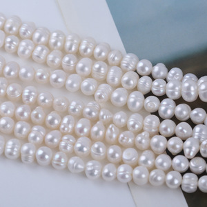 Perlas Naturales de Agua Dulce de Zhuji, 15cm 5-6mm, Hilo Semiterminado para DIY, Collar de Joyería Blanco/Rosa, Venta al por Mayor - Product Image 5