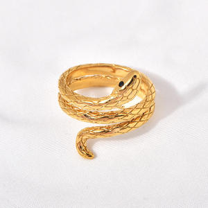 Elegante anello con Design a <span class=keywords><strong>serpente</strong></span> da <span class=keywords><strong>donna</strong></span> resistente allo sbiadimento in acciaio inossidabile personalizzabile ispirato ai gioielli regalo sofisticato - Product Image 5