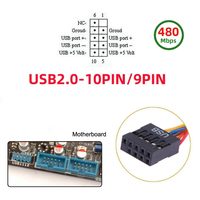 Header Panel Depan USB 2.0 9/10Pin 1 Male ke 2 USB 2.0 Female Y Splitter Mainboard Header Port Extension Cable Adapter