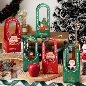 กล่องของขวัญพับได้แบบพกพาสีขาวลายนูนลายกระดาษสีแดงสีเขียวพร้อมถุงสัมผัสสีเขียวแบบแอปเปิ้ลสำหรับคริสต์มาสอีฟปี 2025 - Product Image 2