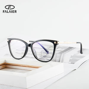 แว่นตา FalaiEr Cat Eye Full Frame สำหรับผู้หญิง ป้องกันแสงสีฟ้า ทรงกลาง เลนส์ AC C1 กรอบสีดำ - Product Image 4