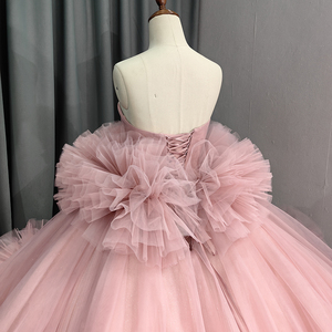 Blush Pink Dresses Puffy Tiered Ruffled Bridal Gowns Off Shoulder Lace Women Party Dress Long 6724 - Product Image 3