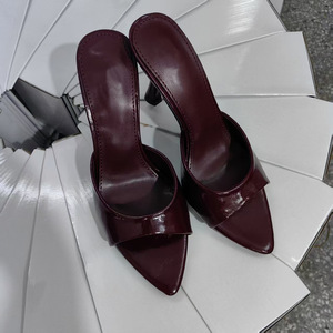 Scarpe da <span class=keywords><strong>donna</strong></span> in tinta unita <span class=keywords><strong>pantofole</strong></span> con tacco aperto a punta <span class=keywords><strong>eleganti</strong></span> décolleté da festa sandali con tacchi alti - Product Image 6