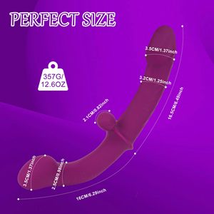 Vibrating Double Ended <strong>Dildo</strong> for Lesbian <strong>Sex</strong> Toys - Eurlemd Soft Strapless G Spot <strong>Dildos</strong> Wireless Silicone 10 <strong>Vibration</strong> - Product Image 6