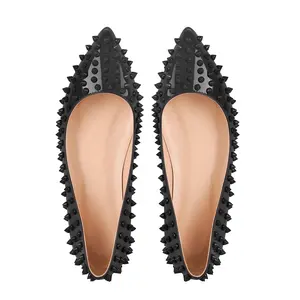 2024 Schlussverkauf elegante flache Damen-Schuhe spitze Zehe Lederpumpen-Schuhe