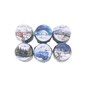 1 rouleau de ruban adhésif de la série Snow Country Sketches, ruban adhésif en forme de peinture à l'aquarelle, thème scène de neige d'hiver, pour bricolage, scrapbooking, décoration, collage - Product Image 5