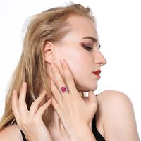 925 Sterling Silber Eleganter Ovaler Ring mit Rotem Saphir & Pinkfarbenem Saphir mit Diamant-Rubin-Einlage für Hochzeiten und Feiern