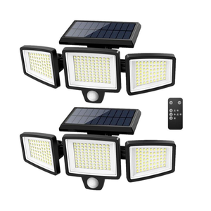 2 Pack Solar Security Wall <b>Lights</b> 2500LM 210 <b>LED</b> 3 Heads <b>Motion</b> <b>Sensor</b> Flood <b>Light</b> Remote Control IP65 Waterproof for Garden - Product Image 1