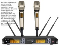 Microphone sans fil FM professionnel Gertsound SKM9000 à condensateur, entièrement métallique, véritable diversité, 4 antennes, système UHF, réduction du bruit