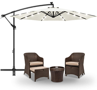 300cm moderne extérieur offset Patio parapluie solaire plaque LED lumières puissance gratuite parasol extérieur pour meubles d'hôtel