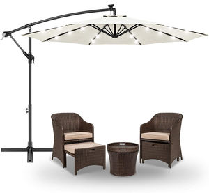 300cm moderne extérieur offset Patio parapluie solaire plaque <span class=keywords><strong>LED</strong></span> lumières puissance gratuite <span class=keywords><strong>parasol</strong></span> extérieur pour meubles d'hôtel - Product Image 2