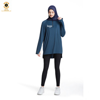 Ensemble de sport modeste pour femmes Zaynab : Tunique à manches longues, leggings élastiques et hijab – Tenue de fitness musulmane