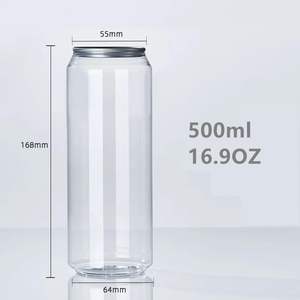 Custom Logo 330ml 500ml Transparent Soft Drink PET Can Empty <b>Plastic</b> Clear Soda Beverage Can with Easy Open Lid - Product Image 4