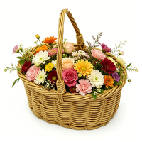 Panier suspendu tressé en rotin PP brun clair de 20 cm, écologique, imperméable, multi-usages, pour fleurs, cadeaux, fruits, rangement