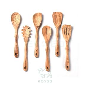 Juego de Utensilios de Cocina de 6 Piezas, Cucharas y Tenedores Largos de Bambú Acacia Modernos de 12 Pulgadas, Ecológicos, Sostenibles y Duraderos - Product Image 1