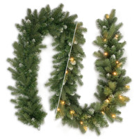 Guirlande de Noël en pin floqué pré-éclairée de 270 cm avec lumières LED chaudes pour la cheminée, l'escalier, la décoration intérieure, les fêtes