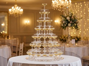 Torre di Champagne a 7 Piani in Acrilico Trasparente e Espositore Multifunzionale per Decorazioni di Matrimoni e Feste, Progettato da Gaojian - Product Image 6