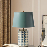 Lampadaires en céramique américaine Creative Blue Bedroom Living Room Study Coffee Shop Homestay Bedside Hotel Table Lights Luminaires
