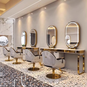Station de coiffure moderne avec miroir simple face, table de coiffure, poste de barbier, miroir de maquillage - Product Image 6