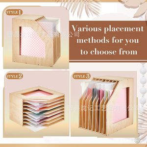 Wooden <b>File</b> <b>Organizer</b> With Multi Compartment Folders For Office Desktop Document Storage - Product Image 4