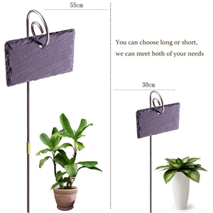 Ensemble de 1 piquet métallique de 40 cm pour étiquettes de plantes et 1 étiquette rectangulaire en pierre de 10 x 7 cm pour jardin, vente en gros - Product Image 4