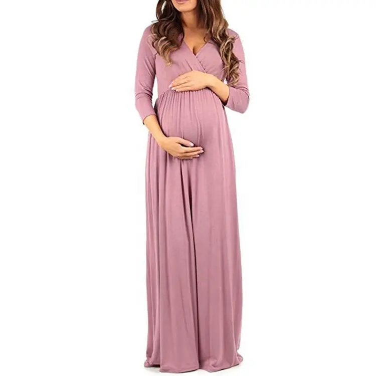 OEM Factory Women Pregnancy Clothes Maternity Maxi Dress