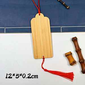 Unfinished Wood Hanging Tags with Red Tassels Different Shapes Bamboo Wood Blank <b>Bookmarks</b> for DIY Craft Gift - Product Image 2