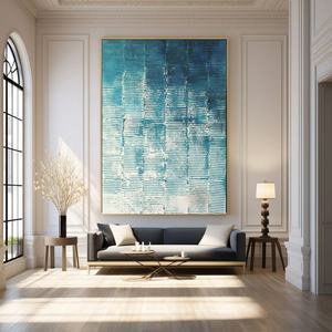 Arte Original Hecho a Mano, Minimalista, Azul y Blanco, Estilo Wabi Sabi, Pintura Moderna Texturizada en Yeso, Arte de Pared para Hogar y Galería - Product Image 4