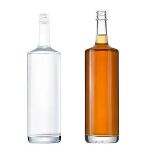 Bán buôn tùy chỉnh lớn 1 lít Vodka Brandy Gin tinh thần chai thủy tinh rõ ràng rum rượu Whisky rượu chai thủy tinh cho Gin 750