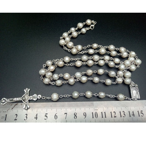 Collar de Rosario de Perlas Naturales de Agua Dulce, Joyería Católica <span class=keywords><strong>Cristiana</strong></span> de Alta Gama con Cruz, Venta al Por Mayor - Product Image 5