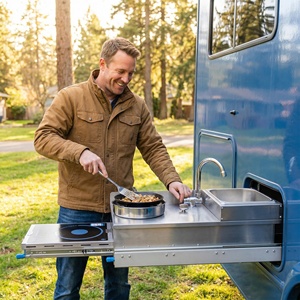 Cuisinière à gaz miniature RV en acier inoxydable SUS304, type coulissant, avec évier intégré, cuisinière à induction <span class=keywords><strong>pour</strong></span> <span class=keywords><strong>caravane</strong></span> - Product Image 6