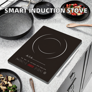 Table de cuisson à induction en acier inoxydable avec plaque en verre céramique à commande tactile numérique, brûleur unique, avec pot à soupe pour usage hôtelier - Product Image 3