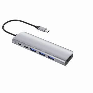 批发USB C集线器6 in1类型C至多端口4K 60hz高清电视USB 2.0 USB3.0 PD 100W MacBook充电适配器扩展坞