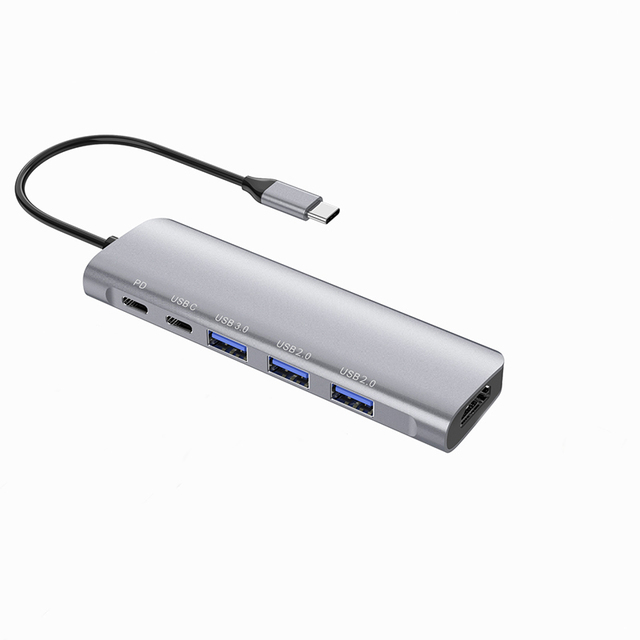 Wholesale USB C Hub 6 In1 Type C to Multiports 4K 60Hz HDTV USB 2.0 USB3.0 PD 100W Charging Adapter Docking Station for MacBook