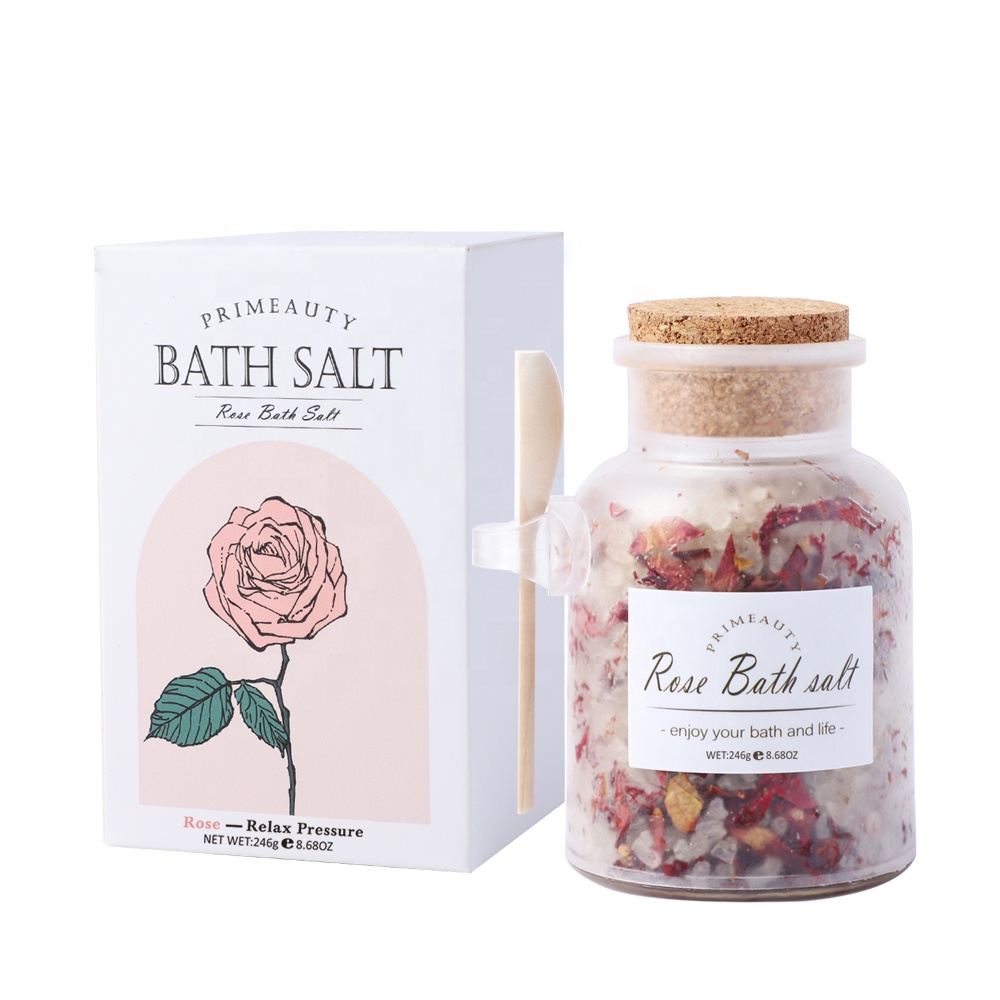 Rosa del Himalaya para baño, Spa relajante de lavanda en remojo, sal Natural de Epsom, Etiqueta Privada, rosa, flor orgánica, sal de baño, venta al por mayor