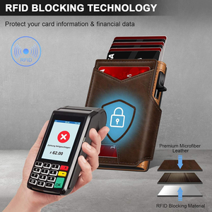 Portafoglio Pop-up con Blocco RFID, <span class=keywords><strong>Porta</strong></span> <span class=keywords><strong>Carte</strong></span> <span class=keywords><strong>di</strong></span> <span class=keywords><strong>Credito</strong></span> Magnetico Sottile in Pelle PU, Antifurto, Minimalista per Uomo OEM - Product Image 6